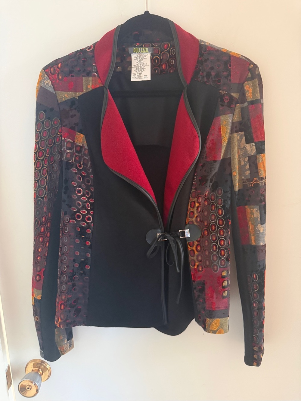 Dolcezza Art Print Jacket Medium Made in Canada Red Black Wearable Art